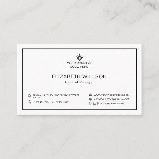 Minimale Logo-kwaliteitscode voor zwart-wit Lijst Visitekaartje (Voorkant)