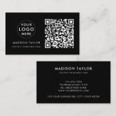Minimale Logo QR Code Basic Black van Custom Compa Visitekaartje (Voorkant / Achterkant)