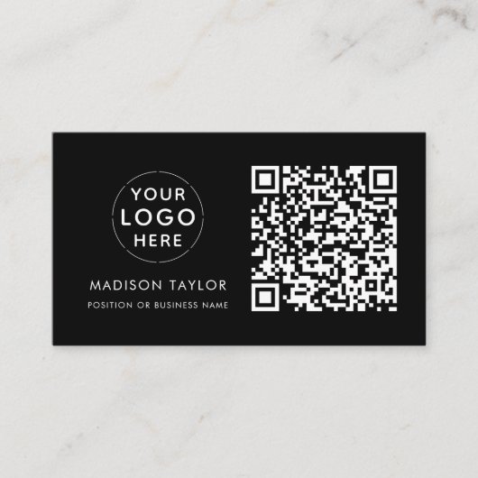 Minimale Logo QR Code Basic Black van Custom Compa Visitekaartje (Voorkant)