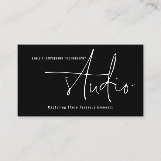 Minimale Logo QR-code fotografie Studio Black Visitekaartje (Voorkant)