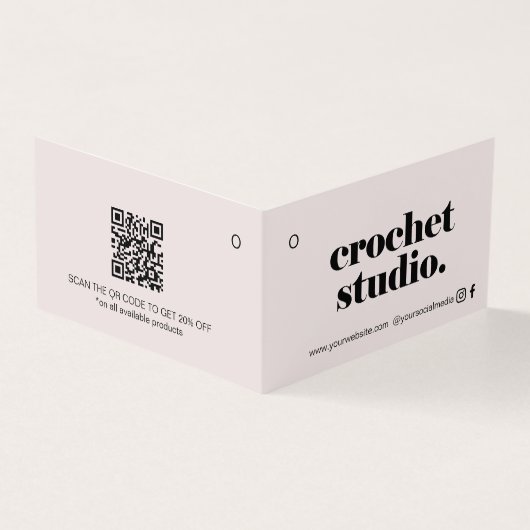 Minimale Logo QR-code gevolgd door Label Kaart han (Buitenkant)