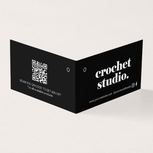 Minimale Logo QR-code gevolgd door Label Kaart han (Buitenkant)