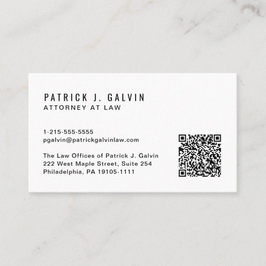 Minimale Logo QR Code Professional Visitekaartje (Voorkant)