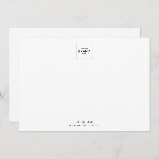 Minimale Logo Simple Merk Logo Note Card Notitiekaartje (Voorkant / Achterkant)