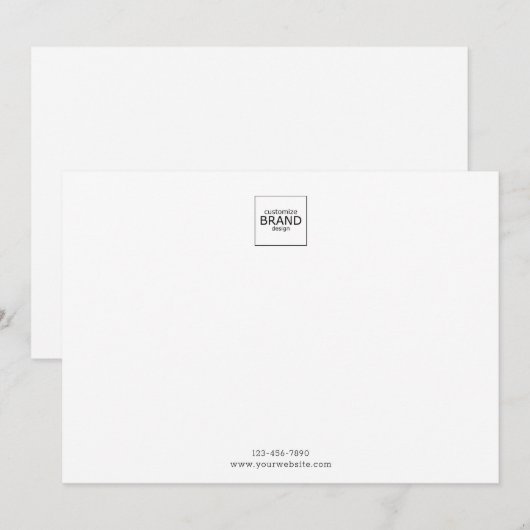 Minimale Logo Simple Merk Note Card Notitiekaartje (Voorkant / Achterkant)