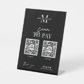Minimale Logo Twee QR-codes Betaling Scannen naar  Reclamebord Met Voetstuk (Voorkant)