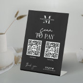 Minimale Logo Twee QR-codes Betaling Scannen naar Reclamebord Met Voetstuk