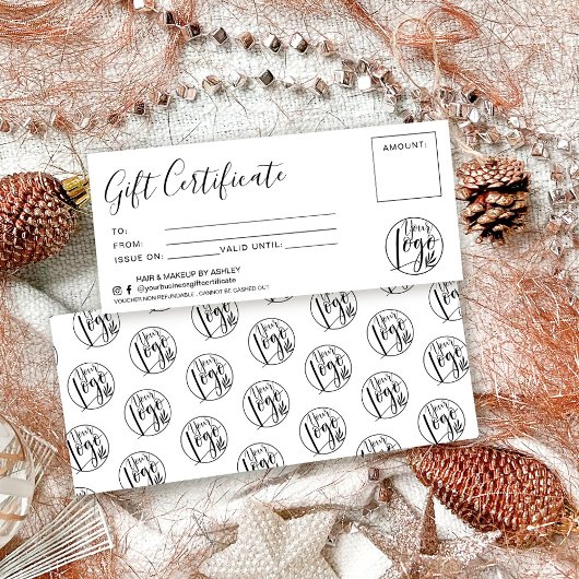 Minimale logo voor zwart-wit cadeaucertificaat