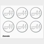 Minimale Logo voor zwart-wit monogram op maat Ronde Sticker (Vel)