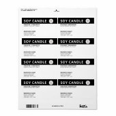 Minimale logo zwarte witte zige kaars etiket (Full Sheet)