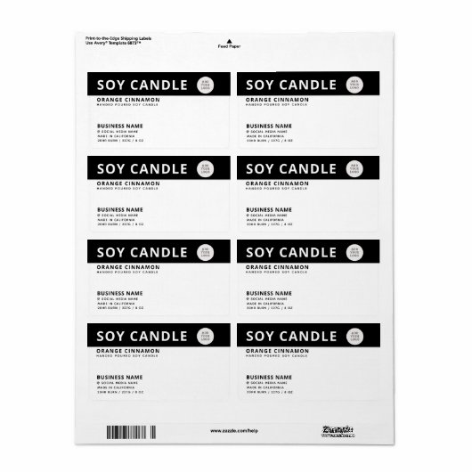 Minimale logo zwarte witte zige kaars etiket (Full Sheet)