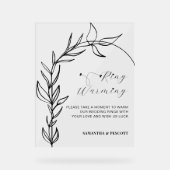 Minimale loof boog ringen opwarming bruiloft acryl bord (Voorkant)