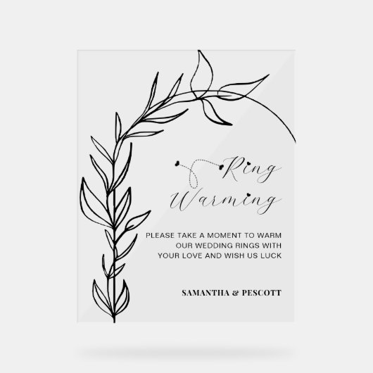 Minimale loof boog ringen opwarming bruiloft acryl bord (Voorkant)