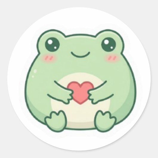 Minimale Love Frog Sticker Cute Frog met Hart  (Voorkant)