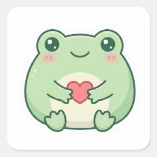 Minimale Love Frog Sticker Cute Frog met Hart  (Voorkant)