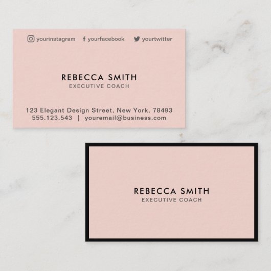Minimale Luxale Boutique Black/Blush Pink Visitekaartje (Voorkant / Achterkant)