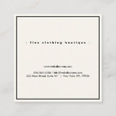 Minimale Luxale Boutique Black/Ivory Square Busi Vierkante Visitekaartje (Achterkant)