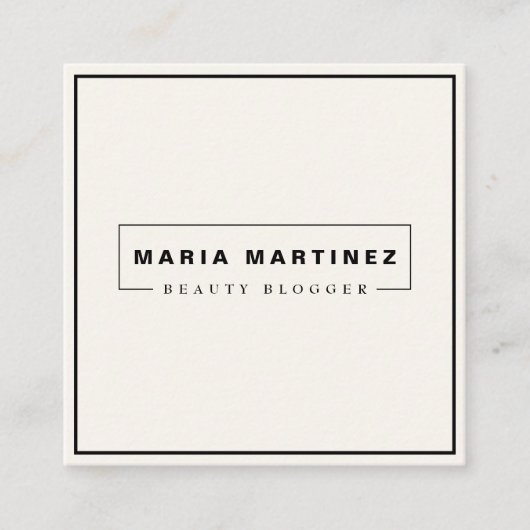 Minimale Luxale Boutique Black/Ivory Square Busi Vierkante Visitekaartje (Voorkant)
