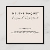 Minimale Luxale Boutique Black/Ivory Square Busi Vierkante Visitekaartje (Achterkant)