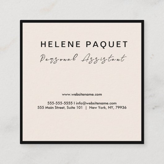 Minimale Luxale Boutique Black/Ivory Square Busi Vierkante Visitekaartje (Achterkant)