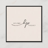 Minimale Luxale Boutique Black/Ivory Square Busi Vierkante Visitekaartje (Voorkant)