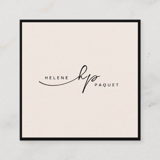 Minimale Luxale Boutique Black/Ivory Square Busi Vierkante Visitekaartje (Voorkant)