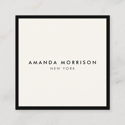 Minimale Luxale Boutique Black/Ivory Vierkante Visitekaartje (Voorkant)