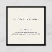 Minimale Luxale Boutique Black/Ivory Vierkante Visitekaartje (Achterkant)