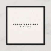 Minimale Luxale Boutique Black/Ivory Vierkante Visitekaartje (Voorkant)