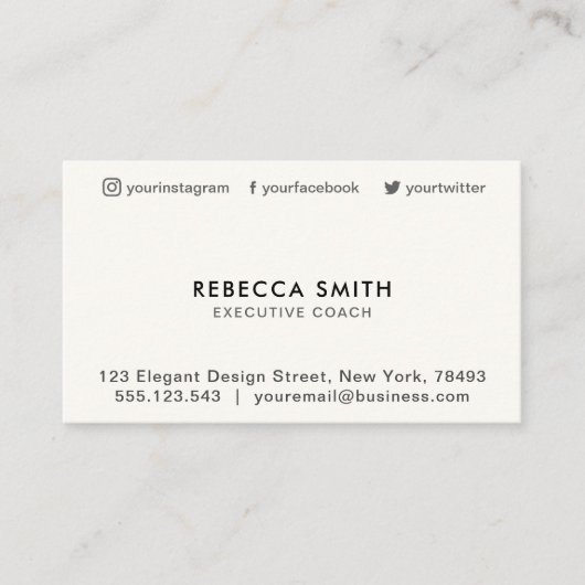 Minimale Luxale Boutique Black/Ivory Visitekaartje (Voorkant)