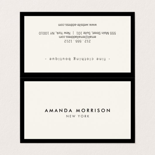 Minimale Luxale Boutique Black/Ivory Visitekaartje (Buitenkant ongevouwen)
