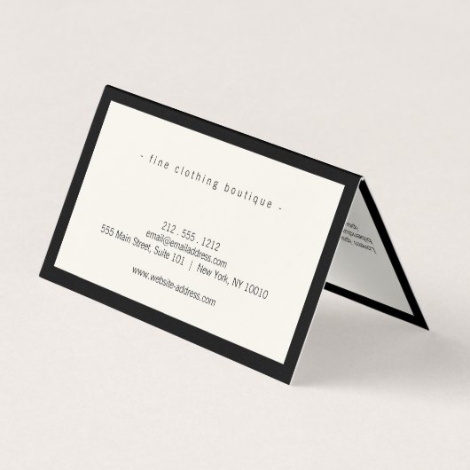 Minimale Luxale Boutique Black/Ivory Visitekaartje (Achterkant)