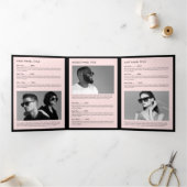 Minimale Luxale Boutique Black/Roze brochure Drieluik Kaart (Binnen)