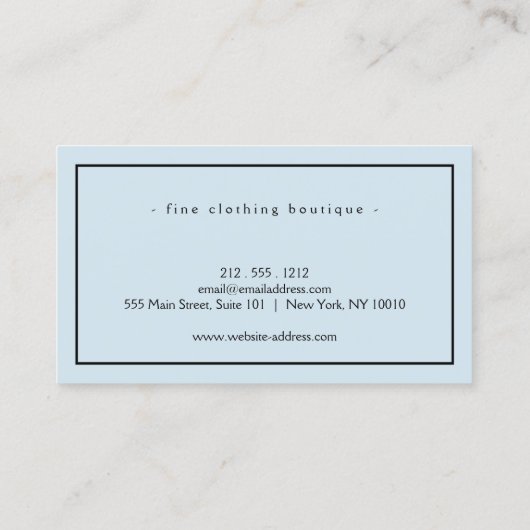 Minimale Luxale Boutique Blue/Black Visitekaartje (Achterkant)