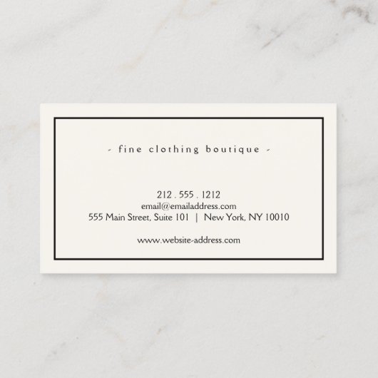 Minimale Luxale Boutique Ivory/Black Visitekaartje (Achterkant)