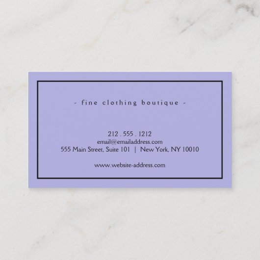 Minimale Luxale Boutique Pink/Periwinkle Visitekaartje (Achterkant)