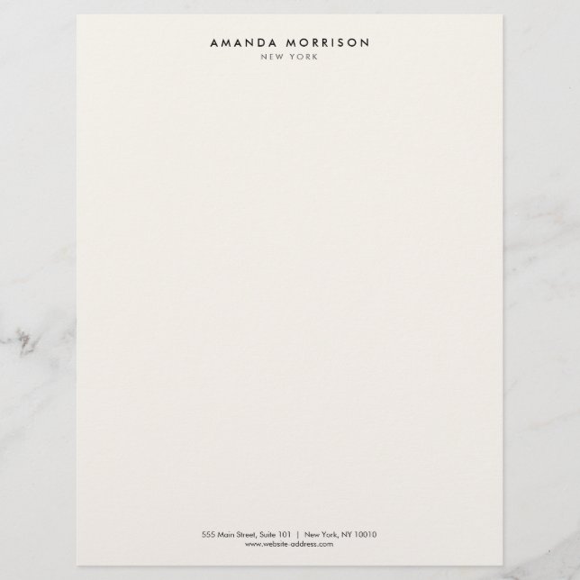 Minimale Luxalist Boutique Ivory Letterhead Briefhoofd (Voorkant)