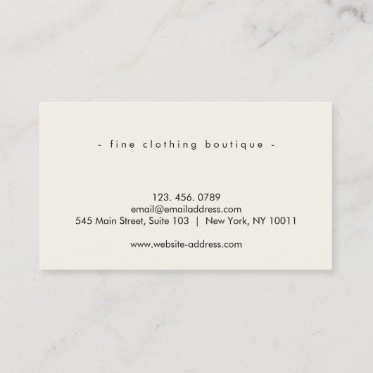 Minimale Luxalist Boutique Ivory Visitekaartje (Achterkant)