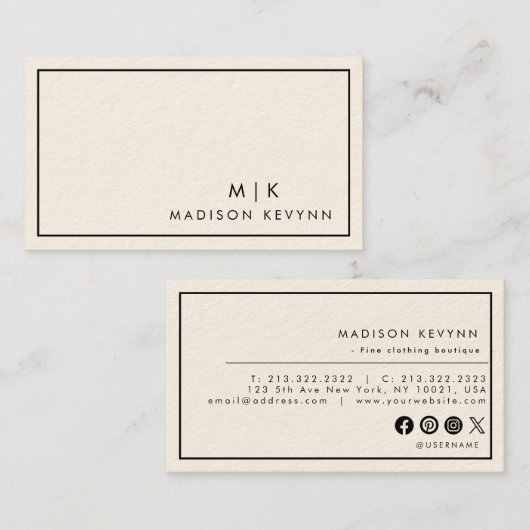 Minimale Luxalist Boutique Ivory Visitekaartje (Voorkant / Achterkant)