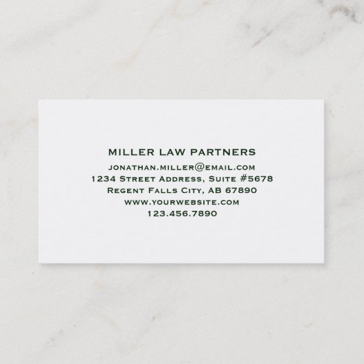 Minimale luxe advocaat visitekaartje (Achterkant)
