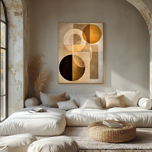 Minimale luxe Art Deco geometrische abstract beige Poster