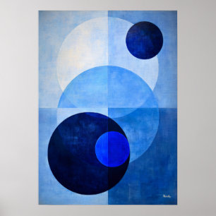Minimale luxe Art Deco geometrische abstract blauw Poster