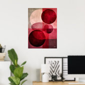 Minimale Luxe Art Deco Geometrische Abstracte Rode Poster (Thuiskantoor)