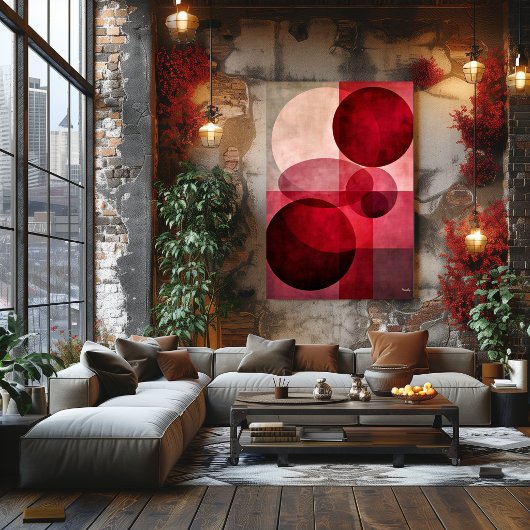 Minimale Luxe Art Deco Geometrische Abstracte Rode Poster