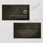 Minimale Luxe Black Gold Monogram Visitekaartje (Voorkant / Achterkant)