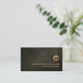 Minimale Luxe Black Gold Monogram Visitekaartje (Staand voorkant)