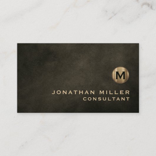 Minimale Luxe Black Gold Monogram Visitekaartje (Voorkant)