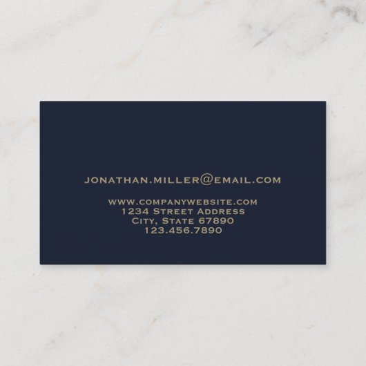 Minimale Luxe Blue Gold-Initiaal Visitekaartje (Achterkant)