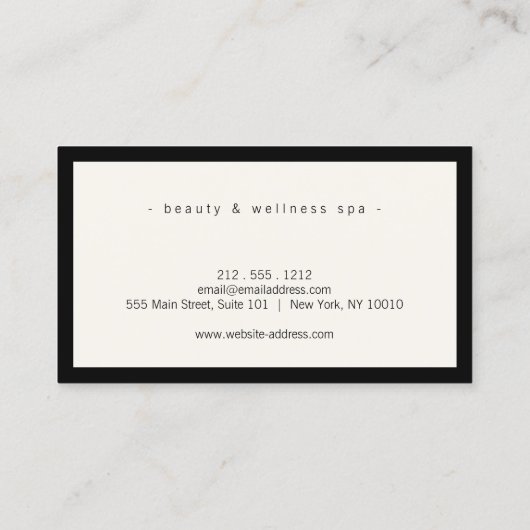 Minimale luxe Boutique Black/Ivory-benoeming Visitekaartje (Achterkant)