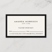 Minimale luxe Boutique Black/Ivory-benoeming Visitekaartje (Voorkant)